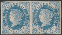 Spain 1862 Sc 57 Espana Ed 59 Pair MH* Some Cracked Gum - Nuevos