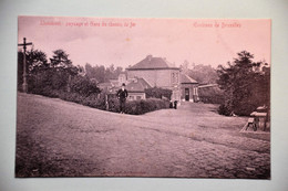 Linkebeek : Paysage Et Gare Du Chemin De Fer Animée. Rare - Linkebeek