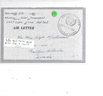 NATIONS UNIES LETTRE MILITAIRE 1957 POUR LA CANADA - Cartas & Documentos