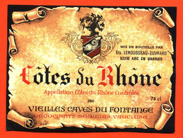 Etiquette De Vin De Cotes Du Rhone Caves Du Fontange à Sorgues - Lerousseau Euvrard à Arc En Barrois - 75 Cl - Côtes Du Rhône