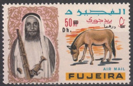 Fujeira 1967 Timbre Surchargé - Onagre De Perse (Equus Hemionus Onager) - Asini