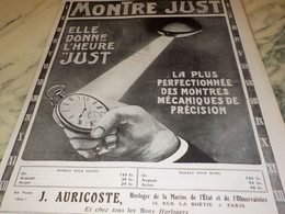 ANCIENNE PUBLICITE ELLE DONNE L HEURE MONTRE JUST  1909 - Otros & Sin Clasificación