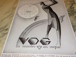 ANCIENNE PUBLICITE SUPPORTE LES GESTES VIOLENTS  LA MONTRE VOG  1929 - Other & Unclassified