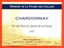 Etiquette Neuve De Vin De Pays Chardonnay 1997 Joseph Verdier à Montreuil Bellay - 75 Cl - Vin De Pays D'Oc