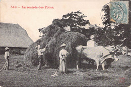 CPA Thèmes - Agriculture - La Rentrée Des Foins - Oblitérée 1905 Seine - Boeufs - Animée - Travailleurs - Culturas