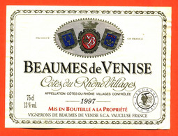 Etiquette De Vin Cotes Du Rhone Beaumes De Venise 1997 à Beaumes Les Venise - 75 Cl - Côtes Du Rhône