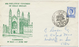 GB SPECIAL EVENT POSTMARKS PHILATELY 1967 49th Philatelic Congress Of Great Britain Cambridge - Creased - Addressed To - Storia Postale