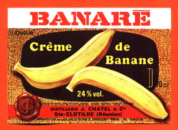 Etiquette Neuve De Crème De Banane Banaré Distillerie J Chatel à Sainte Clotilde ( Réunion ) 70 Cl - Fruit En Groenten