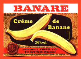 Etiquette Neuve De Crème De Banane Banaré Distillerie J Chatel à Sainte Clotilde ( Réunion ) 70 Cl - Frutta E Verdura