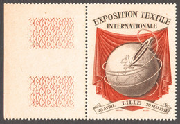 TEXTILE Fair Exhibition / Globe Earth Map / LABEL CINDERELLA VIGNETTE 1951 FRANCE LILLE - MNH - Nuevos