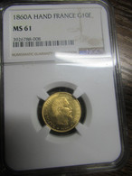 10 Francs Or 1860A MS 61  NGC - 10 Francs (oro)