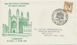 GB SPECIAL EVENT POSTMARKS PHILATELY 1967 49th Philatelic Congress Of Great Britain Cambridge Addressed To GDR! - Lettres & Documents