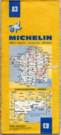 Carte N: 83  - Carcassonne - Nîmes   -  Pub  Pneus   Michelin XZX  Au Dos  Carte Au  200000 ème  De 1982 - Mapas/Atlas