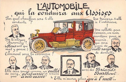 CPA Thème - Politique - L'Automobile Qui La Conduira Aux Assises - Citoyen Browning - Illustration - Colorisée - Satirical