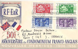 FDC  Anniversaire Du Condominium Franco-Anglais 1906-1956 Nouvelles-Hébrides - FDC