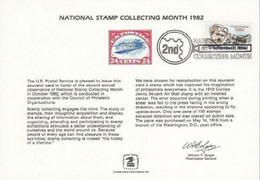 USⓈ31102 USA 1982 Souvenir Card - FDI National Stamp Collecting Month + Glen Curtiss - Souvenirs & Special Cards