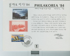 USⓈ31105 USA / Korya 1984 Souvenir Card - FDI - Philatelic Exhibition PHILAKOREA'84 - Recordatorios