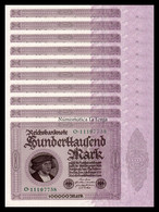 Alemania Germany Lot 10 Banknotes 100000 Mark 1923 Pick 83a SC UNC - 100.000 Mark