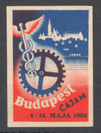 SAJAM Serbian Language Caduceus 1934 Hungary Budapest Danube Fair Exhibition LABEL CINDERELLA VIGNETTE Gear YUGOSLAVIA - Sonstige & Ohne Zuordnung