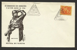 Portugal Cachet Commémoratif Sapeurs-Pompiers Póvoa De Varzim 1956 Event Postmark Firefighters - Flammes & Oblitérations