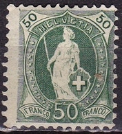 Switzerland / Schweiz / Suisse : 1899-1900 Stehende Helvetia Weisses Papier Mit Kontrollzeichen 1 50 C Grün Michel 69 C* - Ongebruikt