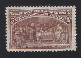 US #234 1893 Chocolate Perf 12 Mint NG F-VF SCV $60 - Unused Stamps