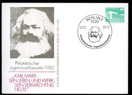 DDR PP18 C1/001 Privat-Postkarte Karl Marx Berlin Sost.1983  NGK 4,00 € - Postales Privados - Usados