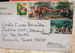 USA To Mexico Cover Dinosaurus Stamps - Cartas & Documentos