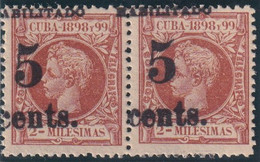 1899-602 CUBA 1899 US OCCUPATION. FORGERY PUERTO PRINCIPE. 2º ISSUE. 5c S. 2 Mls. PAIR. - Ungebraucht