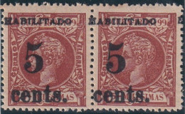 1899-609 CUBA 1899 US OCCUPATION. FORGERY PUERTO PRINCIPE. 2º ISSUE. 5c S. 5 Mls. PAIR. - Nuovi