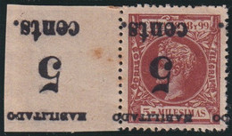 1899-610 CUBA 1899 US OCCUPATION. FORGERY PUERTO PRINCIPE. 2º ISSUE. 5c S. 5 Mls. PAIR INVERTED SURCHARGE. - Nuovi