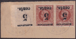 1899-623 CUBA 1899 US OCCUPATION FORGERY PUERTO PRINCIPE 2º ISSUE 5c S. 3ml. INVERTED IN FRAGMENT MILITAR ESTATION - Oblitérés