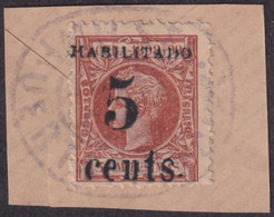 1899-635 CUBA 1899 US OCCUPATION. FORGERY PUERTO PRINCIPE 2º ISSUE 5c S 3ml USED IN FRAGMENT CANCEL - Gebruikt