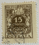 Poland 1924 Coat Of Arms & Post Horns 15gr - Used - Strafport