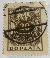 Poland 1924 Coat Of Arms & Post Horns 30gr - Used - Postage Due