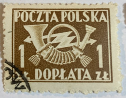 Poland 1945 Post Horn 1zl - Used - Segnatasse