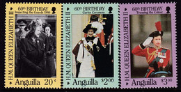 Anguilla 1986 QEII Birthday Sc 674-76 Mint Never Hinged - Anguilla (1968-...)