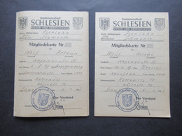 1953 2x Mitgliedskarte Landsmannschaft Schlesien Nieder Und Oberschlesien Kattowitz Ortsgruppe Schwerte - Tessere Associative