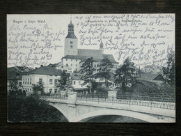 251 - AK REGEN - Bayerischer Wald - Regenbrücke M. Kirche U. Mädchenschule - 1913 - Regen
