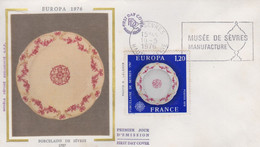 Enveloppe  FDC  Oblitération   Flamme   FRANCE    EUROPA   Porcelaine  De  SEVRES  1976 - 1976