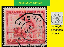 1927 BELGIAN CONGO / CONGO BELGE TELEGRAPH CENTRAL CANCEL ON COB 128 THYSVILLE [ 3 STARS ] - Télégrammes