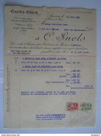 1934 C. Snels Anvers Antwerpen Cafés Crus Koffie Facture Pour Mont Sur Marchienne Taxe 3,30 Fr - Levensmiddelen