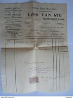 1924 Léon Van Rie Quaregnon-Rivage Ateliers électro-mécaniques Facture Pour Wasmes - Electricity & Gas