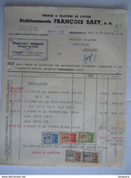 1947 Tissage & Filature De Coton François Saey Gand Usines à Herzele Hauthem Beaumont Gand Facture Iddergem Taxe 843 Fr - Textile & Clothing