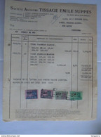 1949 Tissage Emile Suppes Petit Dock Gand Facture Pour Iddergem Taxe 1630 Fr - Documentos