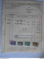 1949 Tissage Emile Suppes Petit Dock Gand Facture Pour Iddergem Taxe 1121 Fr - Textile & Clothing