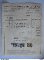 1949 Tissage Emile Suppes Petit Dock Gand Facture Pour Iddergem Taxe 805 Fr - Textile & Clothing