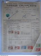 1947 Tissage Cruyplants Rue Des écuries Gand Union Cotonnière Facture Iddergem Taxe 1714,10 Fr - Textile & Clothing