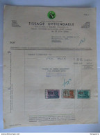 1949 Tissage Uyttendaele Stropkaai Gand Tissage Teinturerie Blanchisserie Apprêt Lainage Facture Iddergem Taxe 596 Fr - Textilos & Vestidos