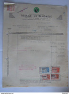 1946 Tissage Uyttendaele Stropkaai Gand Tissage Teinturerie Blanchisserie Apprêt Lainage Facture Iddergem Taxe 617 Fr - Textile & Clothing